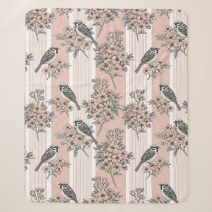 Pfirsichstreifen Blumen-Vogel Elegant (7) Sherpadecke