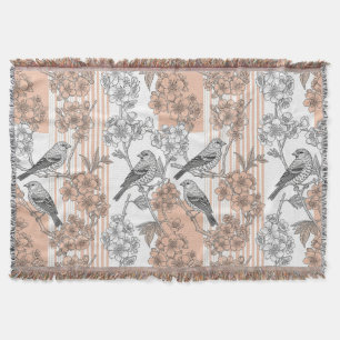 Pfirsichstreifen Blumenmuster Vogel Elegant (1) Decke
