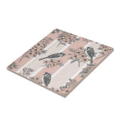 Pfirsichstreifen Blumenmuster Vogel Elegant (2) Fliese (Seite)
