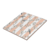 Pfirsichstreifen Blumenmuster Vogel Elegant (8) Fliese (Seite)
