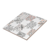 Pfirsichstreifen Blumenmuster Vogel Elegant (9) Fliese (Seite)