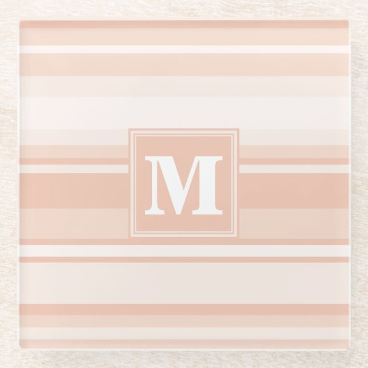 Pfirsichstreifen Glasuntersetzer (Vorderseite)