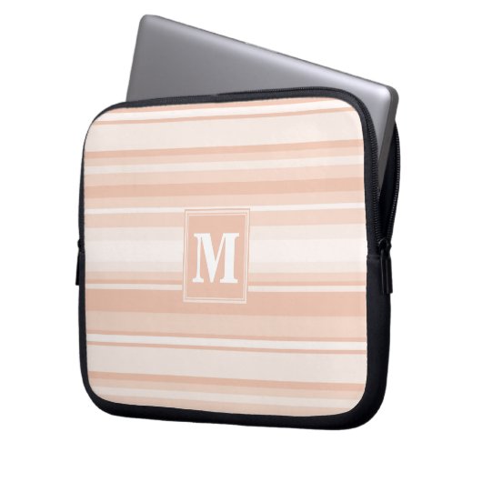 Pfirsichstreifen Laptopschutzhülle (Vorderseite Links)
