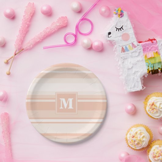 Pfirsichstreifen Pappteller (Party)