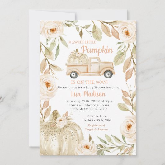 Pfirsichwagen Pfirsichdusche Einladung (Vorderseite)