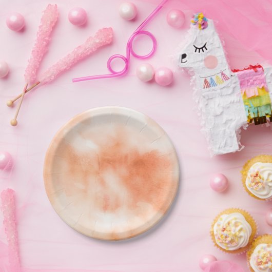 PfirsichWatercolor bewölkt abstraktes Pappteller (Party)