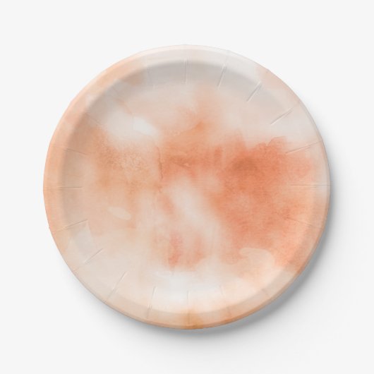 PfirsichWatercolor bewölkt abstraktes Pappteller (Vorderseite)