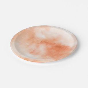 PfirsichWatercolor bewölkt abstraktes Pappteller