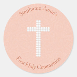 Pfirsichweine und -streifen runder aufkleber