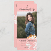 Pfirsichweiße Blumenfeier Lebensfotokarte Einladung (Vorne/Hinten)