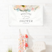 Pfirsichweißes und rosafarbenes Brautparty Banner (Insitu)