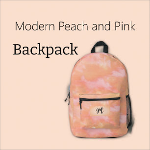 Pfirsichwolken und rosa Wolken Anfangsbuchstabe "M Bedruckter Rucksack