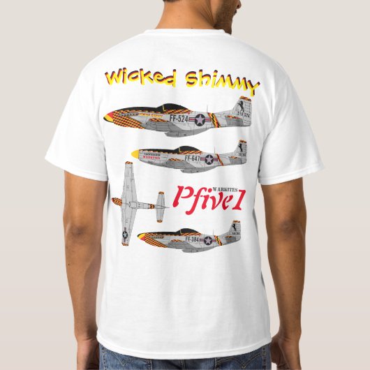 Pfive1 P-51 "böses Flattern" ANG T-Shirt (Rückseite)