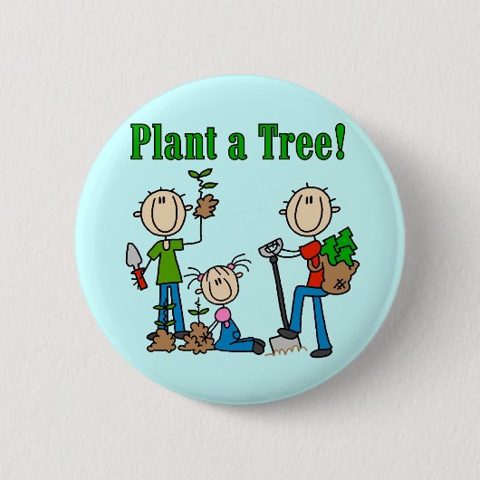 Pflanz-ein-Baum-T-Shirts und Geschenke Button (Vorderseite)