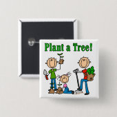 Pflanz-ein-Baum-T-Shirts und Geschenke Button (Vorne & Hinten)