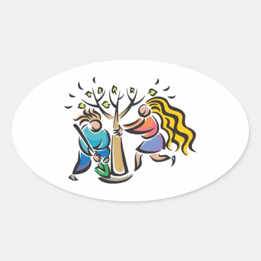 Pflanze A Baum Ovaler Aufkleber (Vorderseite)