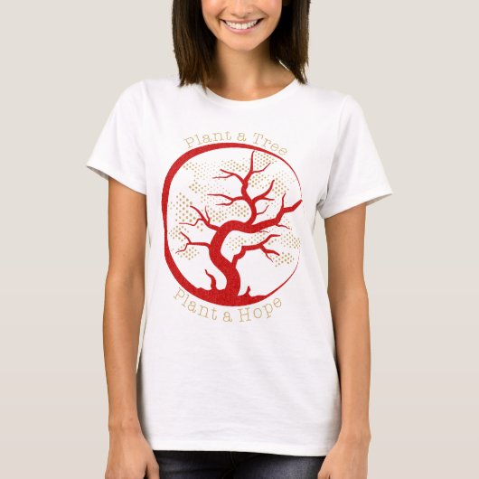 Pflanze a Tree Pflanze a Hope Chic Red Gold Glitze T-Shirt (Vorderseite)