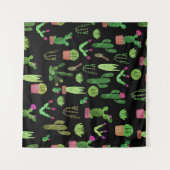 Pflanze Aquarellkaktuspflanzen Nahtloser Hintergru Wandteppich (Vorderseite (Horizontal))