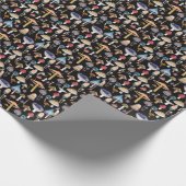 Pflanze: Aquarellpilze, Blätter pattern Geschenkpapier (Ecke)