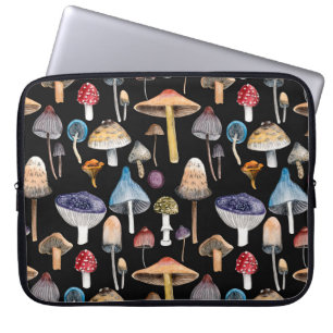 Pflanze: Aquarellpilze, Blätter pattern Laptopschutzhülle