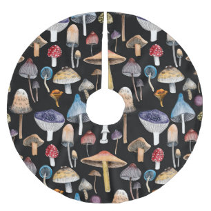 Pflanze: Aquarellpilze, Blätter pattern Polyester Weihnachtsbaumdecke