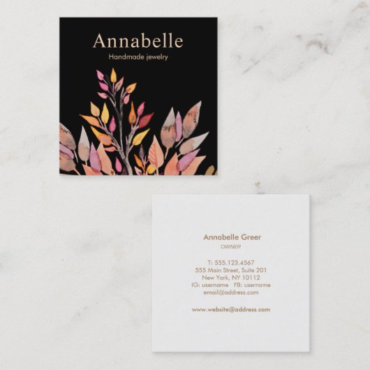 Pflanze Artistic Nature Quadratische Visitenkarte (Vorne/Hinten)