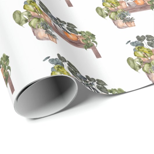 Pflanze auf der Bank Geschenkpapier (Rolleneckpunkt)