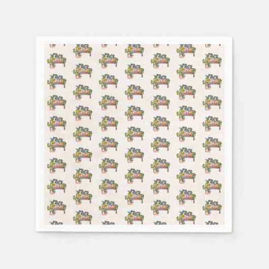 Pflanze auf der Gartenbank Serviette (Vorderseite)