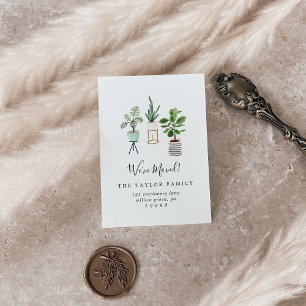 Pflanze aus gepolstertem Haus, die wir verschoben  Visitenkarte