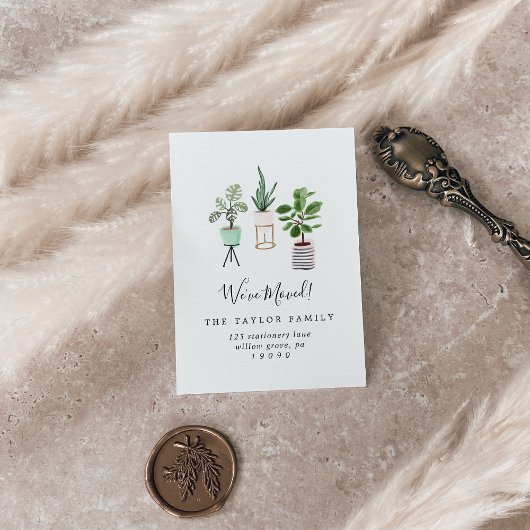 Pflanze aus gepolstertem Haus, die wir verschoben  Visitenkarte