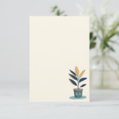 Pflanze aus gepolstertem Haus, Monogramm Dankeskarte (Stehend Vorderseite)