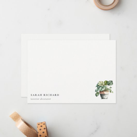 Pflanze aus gepolstertem Leafy House Botanisch Mitteilungskarte (Vorderseite/Rückseite Beispiel)