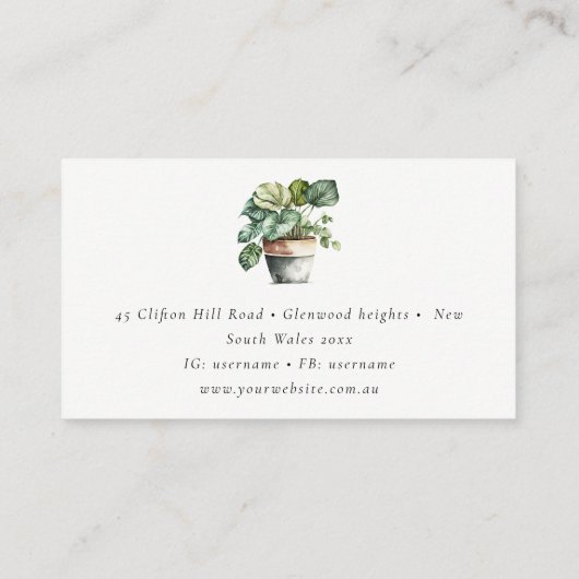 Pflanze aus gepolstertem Leafy House Botanisch Visitenkarte (Rückseite)
