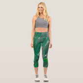 Pflanze aus grünem Blattbanan, pastellfarben Capri Leggings (Vorderseite)