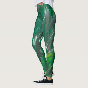 Pflanze aus grünem Blattbanan, pastellfarben Leggings