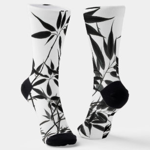 Pflanze aus schwarzem und weißem Bambus Socken