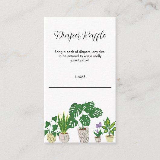 Pflanze Babydusche-Windeln-Raffle-Ticket Begleitkarte (Vorderseite)