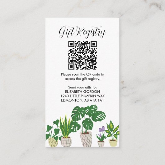 Pflanze Babyduschgeschenk QR-Code Begleitkarte (Vorderseite)