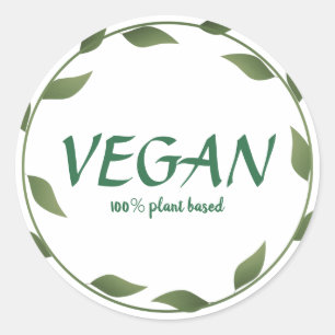 Pflanze basiert zu 100 % auf Veganen Stickern Kl Runder Aufkleber