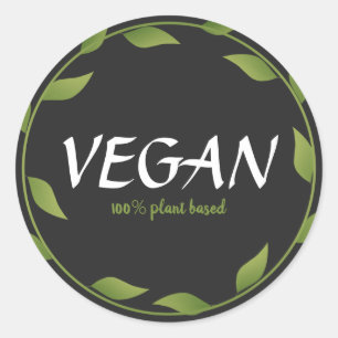 Pflanze basiert zu 100 % auf Veganen Stickern Kl Runder Aufkleber