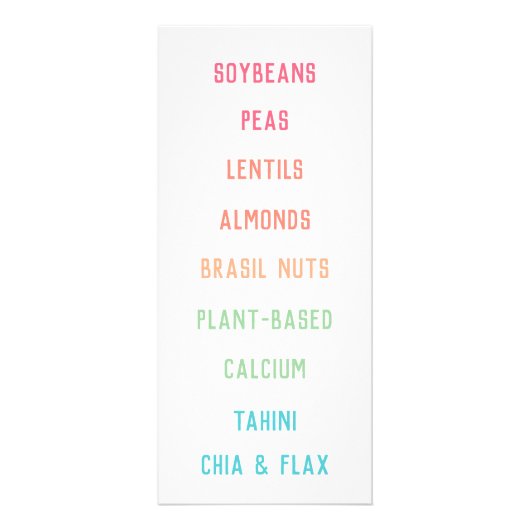 Pflanze-basierte Kalziumquellen Vegane Ernährung Werbekarte (Vorne)