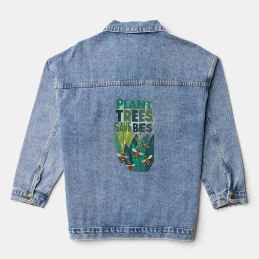 Pflanze Bäume, Rettend Bienen Jeansjacke (Rückseite)