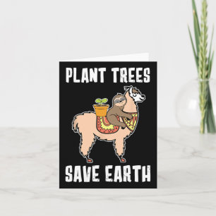 Pflanze Bäume Rettete Earth Sloth und Lama Alpaca Karte
