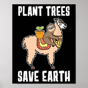 Pflanze Bäume Rettete Earth Sloth und Lama Alpaca Poster