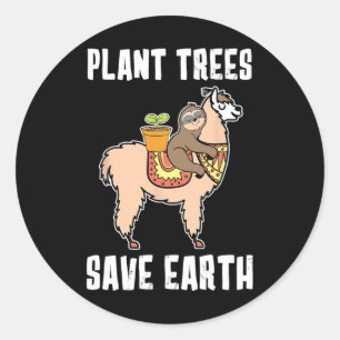 Pflanze Bäume Rettete Earth Sloth und Lama Alpaca Runder Aufkleber