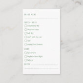 Pflanze-Betreuer Moderne, helle Topf-Pflanze Begleitkarte (Rückseite)