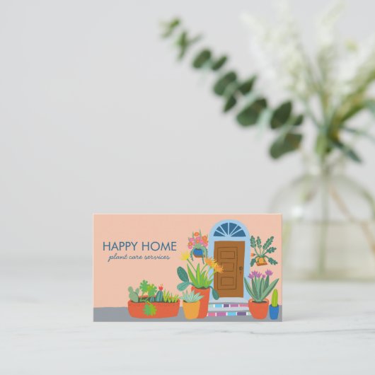 Pflanze Betreuung Pflanze Sitzen Niedlicher QR-Cod Visitenkarte (Stehend Vorderseite)