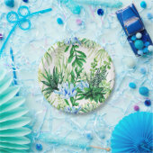 Pflanze, Blätter, Aquarellgrün und blau Pappteller (Party)