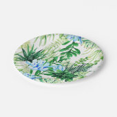 Pflanze, Blätter, Aquarellgrün und blau Pappteller (Schrägansicht)