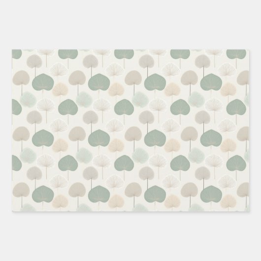 Pflanze Blattgrün beige-graue Neutrale Geschenkpapier Set (Vorderseite)